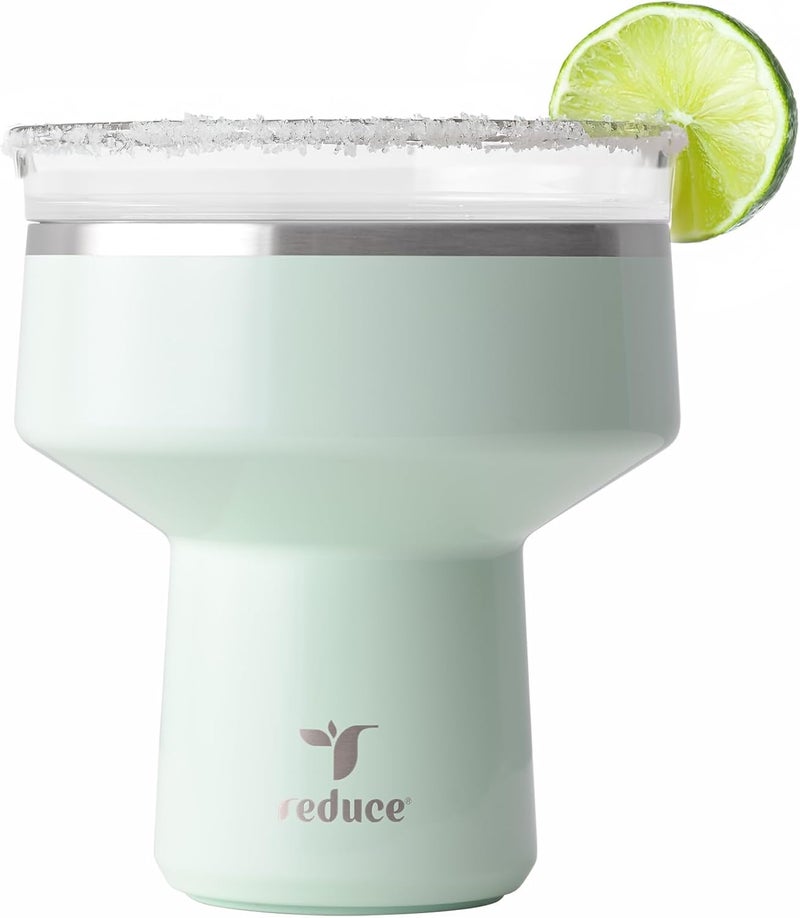Reduce Saltini 16 oz Cocktail Tumbler - Insulated Margarita Tumbler with Lid - Keeps Drinks Cold for 10 Hours - 360 Sippable Martini Glass Alternative - Shatterproof, Perfect for Parties - Sea Glass - Image 1
